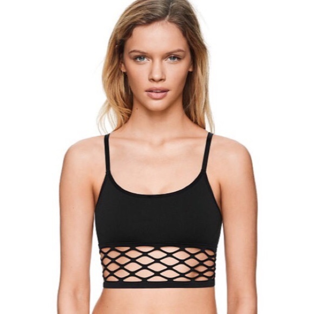 Victoria’s Secret Pink Black Fishnet Sports Bra